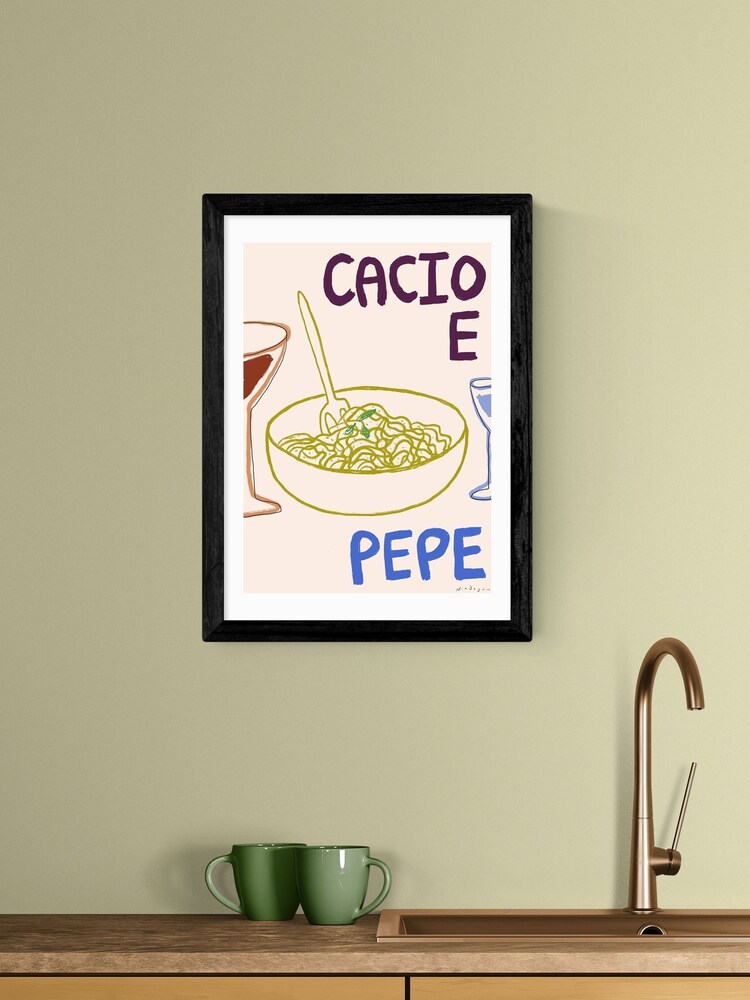 East End Prints Black Cacio Pepe Wall Art Print by Nia Beynon - Image 1 of 2 East End Prints Black Cacio Pepe Wall Art Print by Nia Beynon - Image 1 of 2