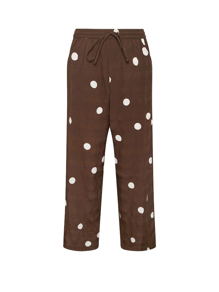 PixieGirl Petite Brown Polka Dot Wide Leg Trousers - Image 5 of 5