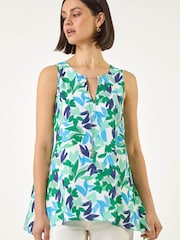 Roman Floral Asymmetric Necklace Top - Bild 1 von 5