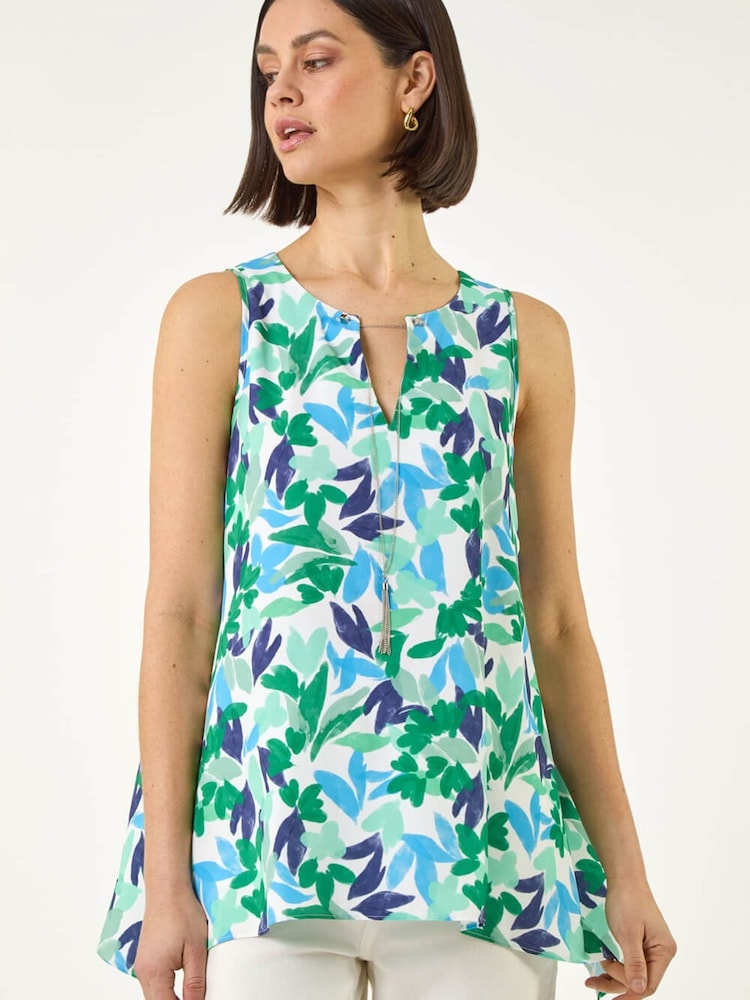 Roman Floral Asymmetric Necklace Top - Bild 1 von 5