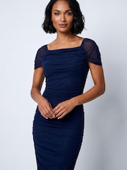 Roman Bardot Ruched Midi Dress - Εικόνα 2 από 5