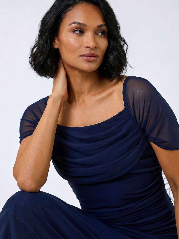 Roman Bardot Ruched Midi Dress - Εικόνα 5 από 5