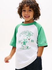 Tommy Hilfiger White Graphic Raglan Crew Neck T-Shirt - Image 1 of 5