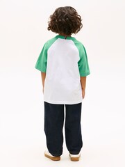 Tommy Hilfiger White Graphic Raglan Crew Neck T-Shirt - Image 3 of 5