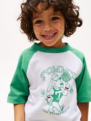 Tommy Hilfiger White Graphic Raglan Crew Neck T-Shirt - Image 4 of 5