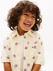 Tommy Hilfiger Yellow Print Ithaca Stripe Short Sleeve Oxford Shirt - Image 4 of 5