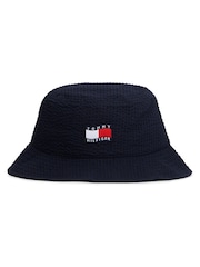 Tommy Hilfiger Blue Wavy Flag Seersucker Bucket Hat - Image 1 of 5