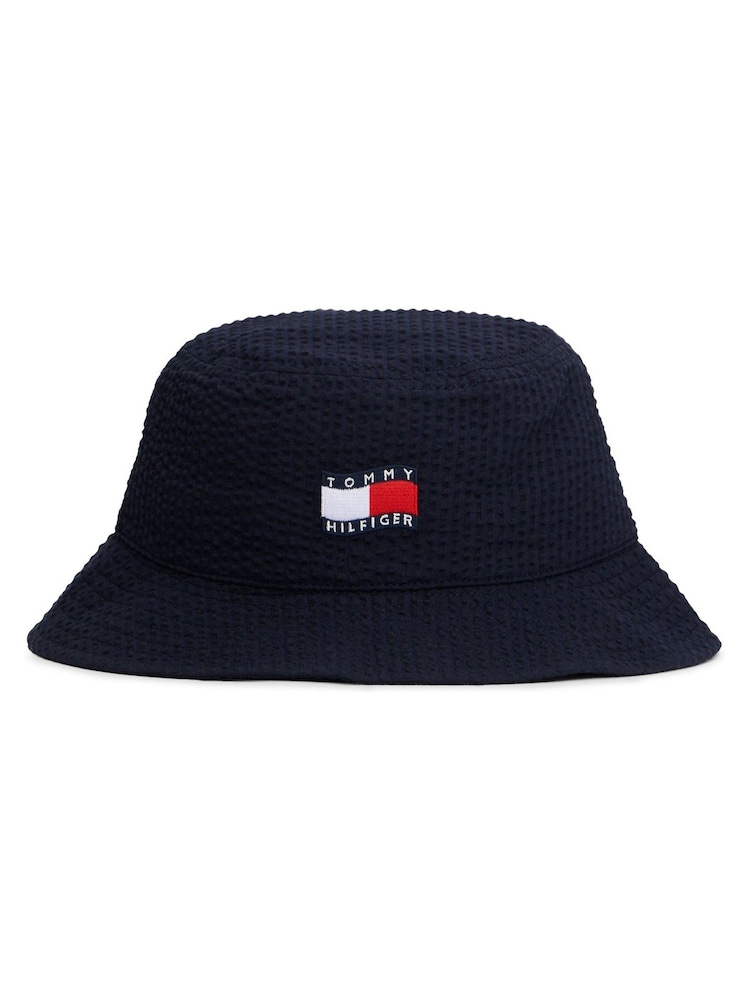 Tommy Hilfiger Blue Wavy Flag Seersucker Bucket Hat - Image 1 of 5