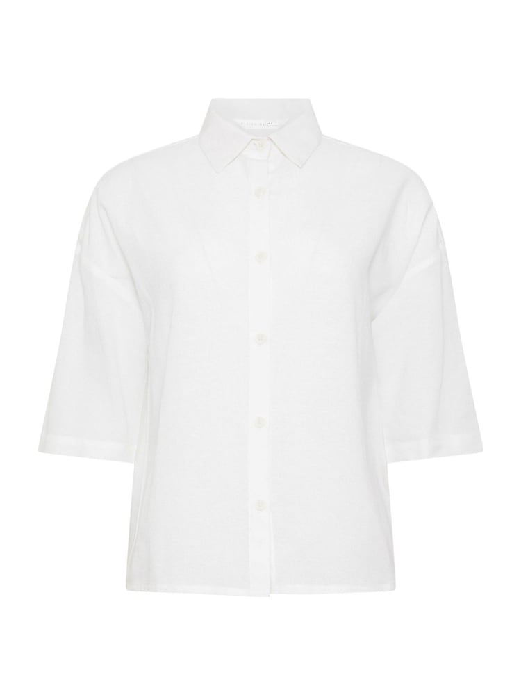 PixieGirl White Linen Blend Short Sleeve Shirt - Image 5 of 5 PixieGirl White Linen Blend Short Sleeve Shirt - Image 5 of 5