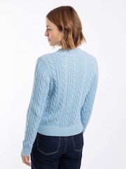 Weird Fish Sky Blue Constance Cable Knit Cardigan - Image 3 of 6