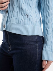 Weird Fish Sky Blue Constance Cable Knit Cardigan - Image 4 of 6