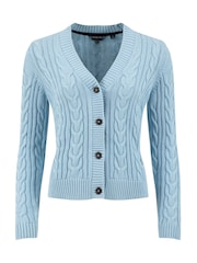 Weird Fish Sky Blue Constance Cable Knit Cardigan - Image 5 of 6