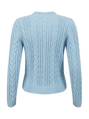 Weird Fish Sky Blue Constance Cable Knit Cardigan - Image 6 of 6