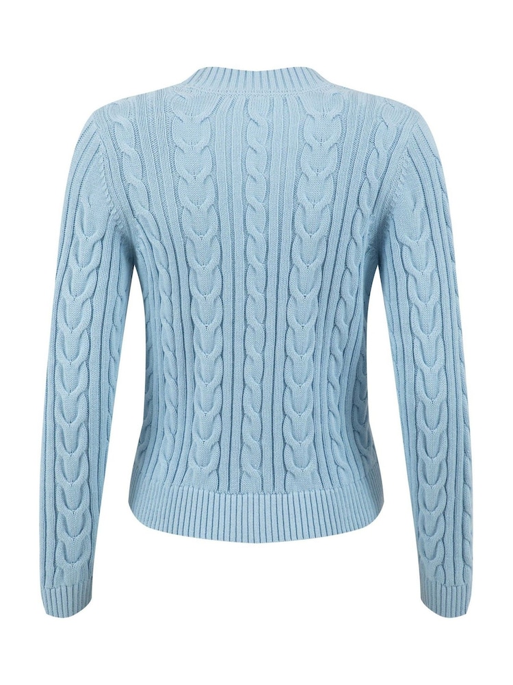 Weird Fish Sky Blue Constance Cable Knit Cardigan - Image 6 of 6
