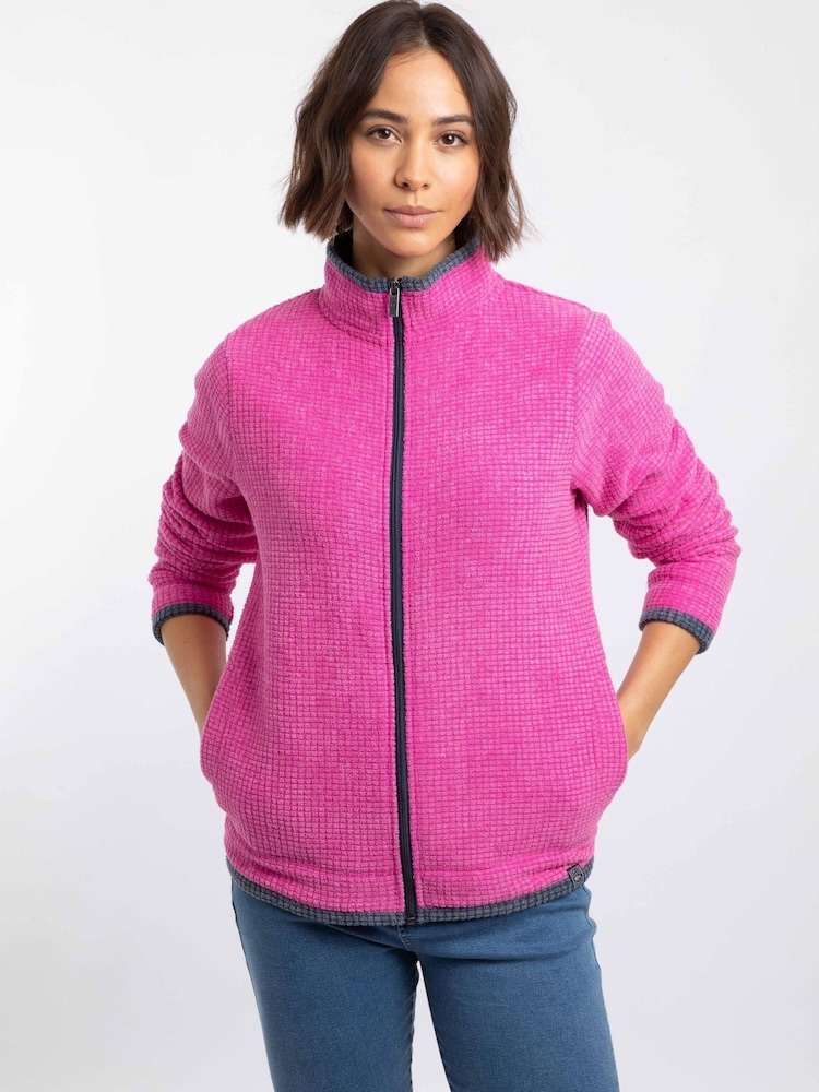 Weird Fish Pink Ariana Full Zip Grid Fleece - Image 1 of 8
