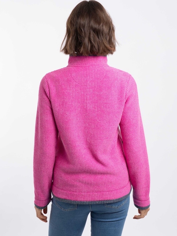 Weird Fish Pink Ariana Full Zip Grid Fleece - Image 2 of 8