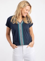 Weird Fish Blue Lomie Embroidered T-Shirt - Image 1 of 7