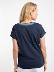 Weird Fish Blue Lomie Embroidered T-Shirt - Image 2 of 7
