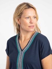 Weird Fish Blue Lomie Embroidered T-Shirt - Image 4 of 7