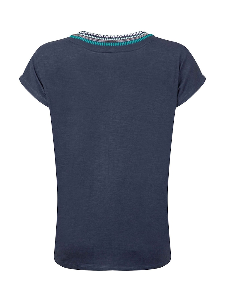 Weird Fish Blue Lomie Embroidered T-Shirt - Image 7 of 7 Weird Fish Blue Lomie Embroidered T-Shirt - Image 7 of 7