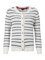 Weird Fish Cream Romilly Pointelle Striped Cardigan - Image 7 of 8