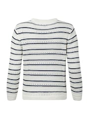 Weird Fish Cream Romilly Pointelle Striped Cardigan - Image 8 of 8