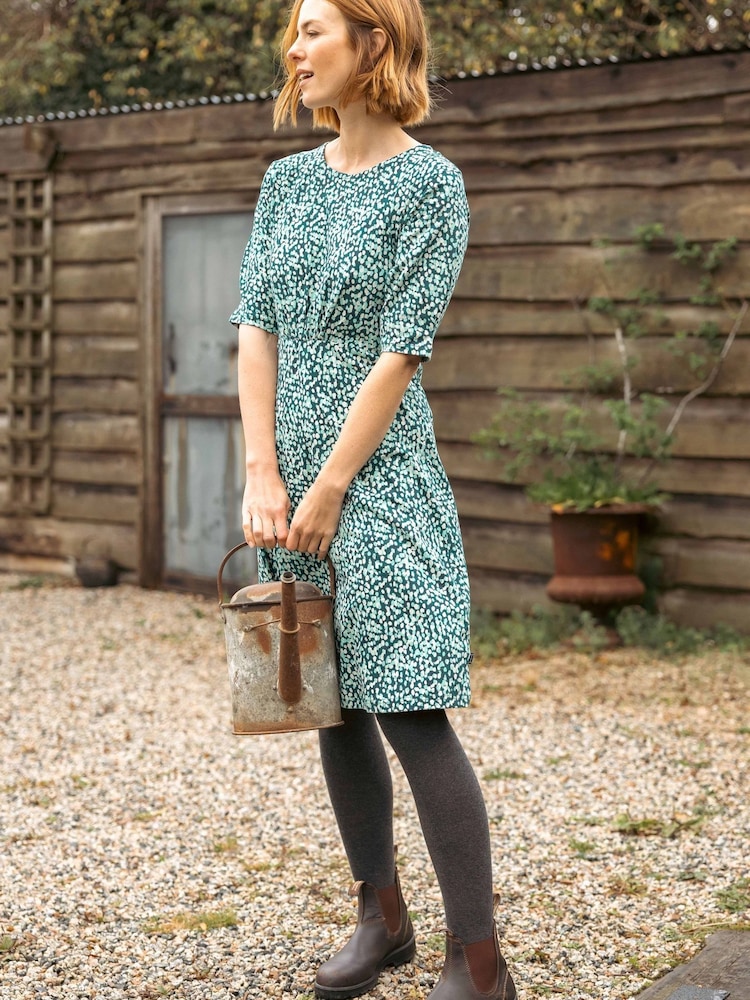 Weird Fish Teal Cassandra Jersey Swing Dress - Image 1 of 7