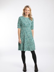 Weird Fish Teal Cassandra Jersey Swing Dress - Image 2 of 7