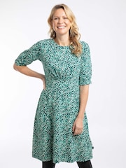 Weird Fish Teal Cassandra Jersey Swing Dress - Image 4 of 7