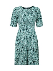 Weird Fish Teal Cassandra Jersey Swing Dress - Image 6 of 7
