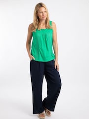 Weird Fish Green Chelle Square Neck Jersey Cotton Vest - Image 3 of 6