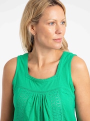 Weird Fish Green Chelle Square Neck Jersey Cotton Vest - Image 4 of 6