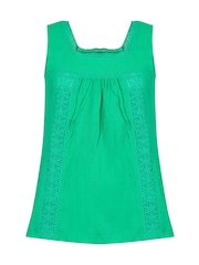 Weird Fish Green Chelle Square Neck Jersey Cotton Vest - Image 6 of 6