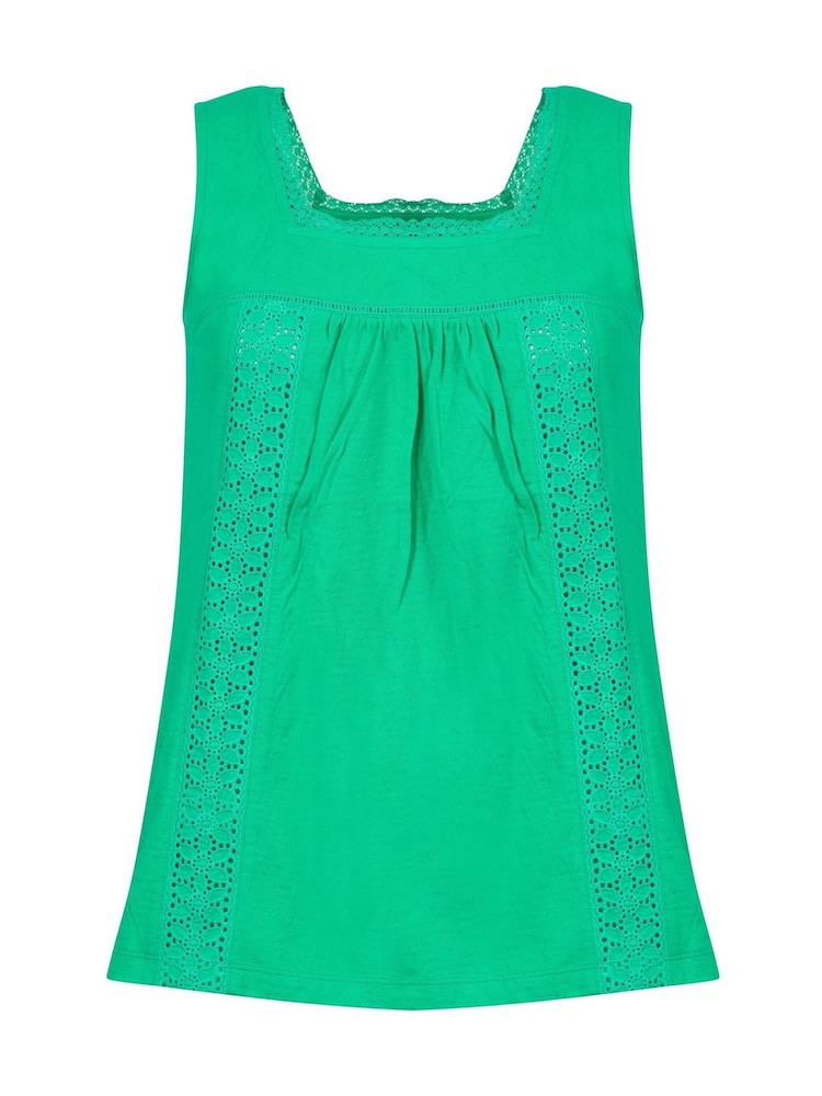 Weird Fish Green Chelle Square Neck Jersey Cotton Vest - Image 6 of 6