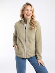 Weird Fish Green Lucille Lightweight Full Zip Borg Fleece - Image 1 of 8