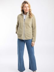 Weird Fish Green Lucille Lightweight Full Zip Borg Fleece - Image 3 of 8