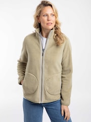 Weird Fish Green Lucille Lightweight Full Zip Borg Fleece - Image 5 of 8