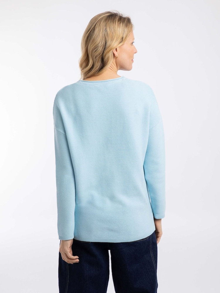 Weird Fish Blue Dalla Knitted Crew Neck Jumper - Image 2 of 8