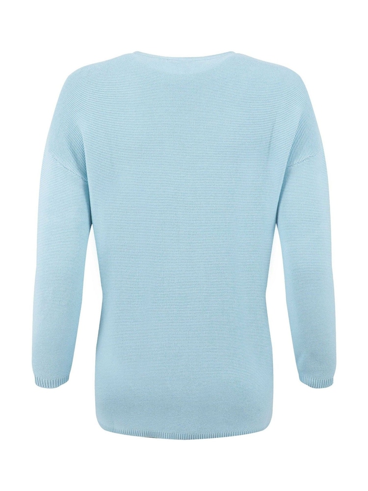 Weird Fish Blue Dalla Knitted Crew Neck Jumper - Image 8 of 8