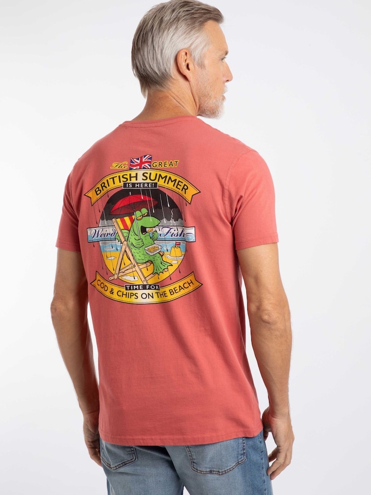 Weird Fish Red Cod and Chips Back Print Artist T-Shirt - Image 2 of 6 Weird Fish Red Cod and Chips Back Print Artist T-Shirt - Image 2 of 6