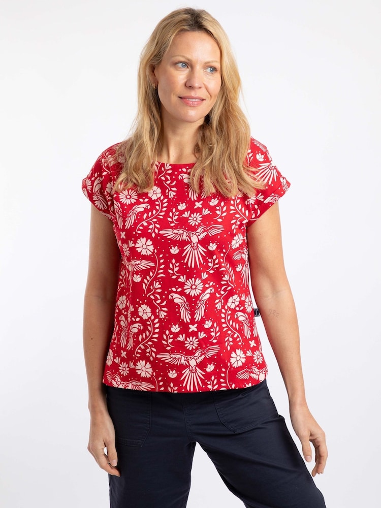 Weird Fish Red Paw Paw Printed Jersey T-Shirt - Image 1 of 6 Weird Fish Red Paw Paw Printed Jersey T-Shirt - Image 1 of 6