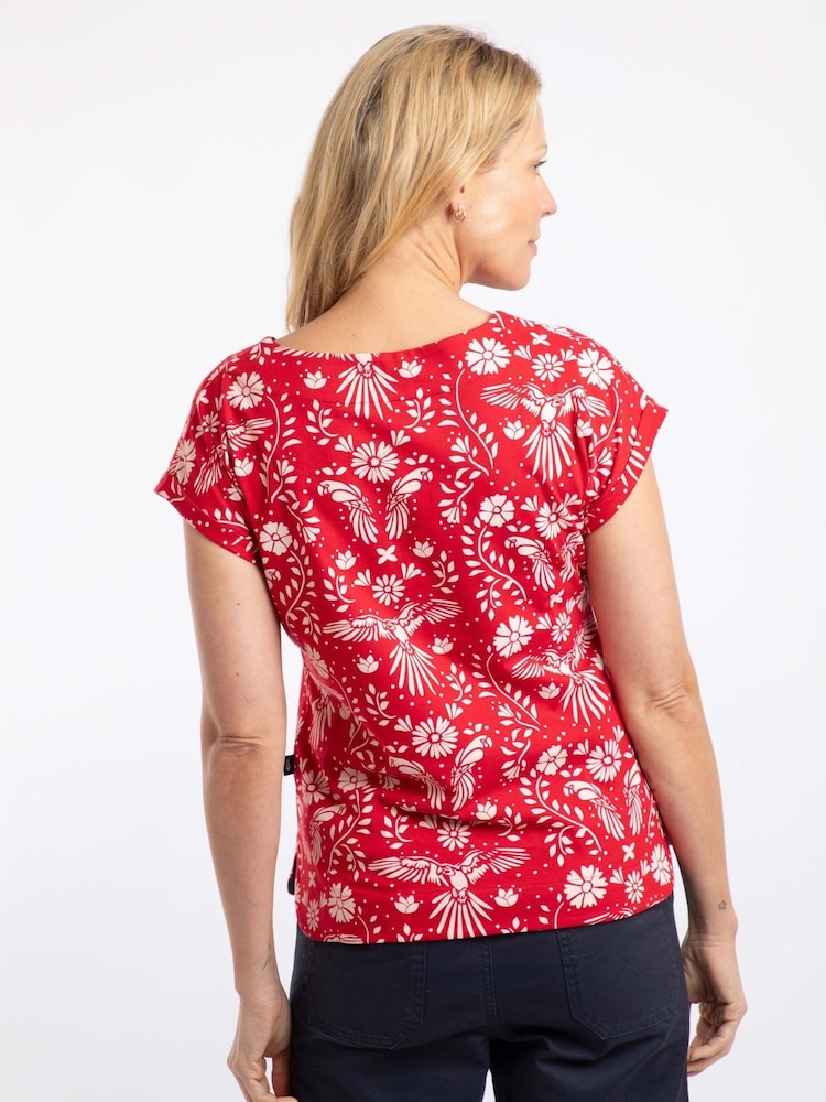 Weird Fish Red Paw Paw Printed Jersey T-Shirt - Image 2 of 6 Weird Fish Red Paw Paw Printed Jersey T-Shirt - Image 2 of 6