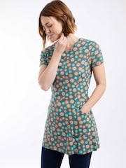 Weird Fish Green Sidra Printed Jersey Slub Tunic - Image 1 of 7