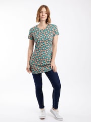 Weird Fish Green Sidra Printed Jersey Slub Tunic - Image 3 of 7