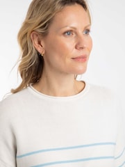 Weird Fish Cream Sutton Striped Knitted Crew Neck Jumper - Image 4 of 7