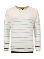 Weird Fish Cream Sutton Striped Knitted Crew Neck Jumper - Image 6 of 7