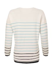 Weird Fish Cream Sutton Striped Knitted Crew Neck Jumper - Image 7 of 7
