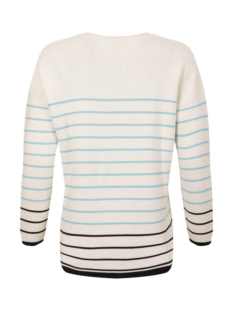 Weird Fish Cream Sutton Striped Knitted Crew Neck Jumper - Image 7 of 7