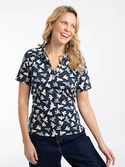 Weird Fish Rhenena Printed Jersey Polo Shirt - Image 1 of 7