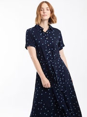 Weird Fish Blue Neem Printed Shirt Dress - Image 1 of 7